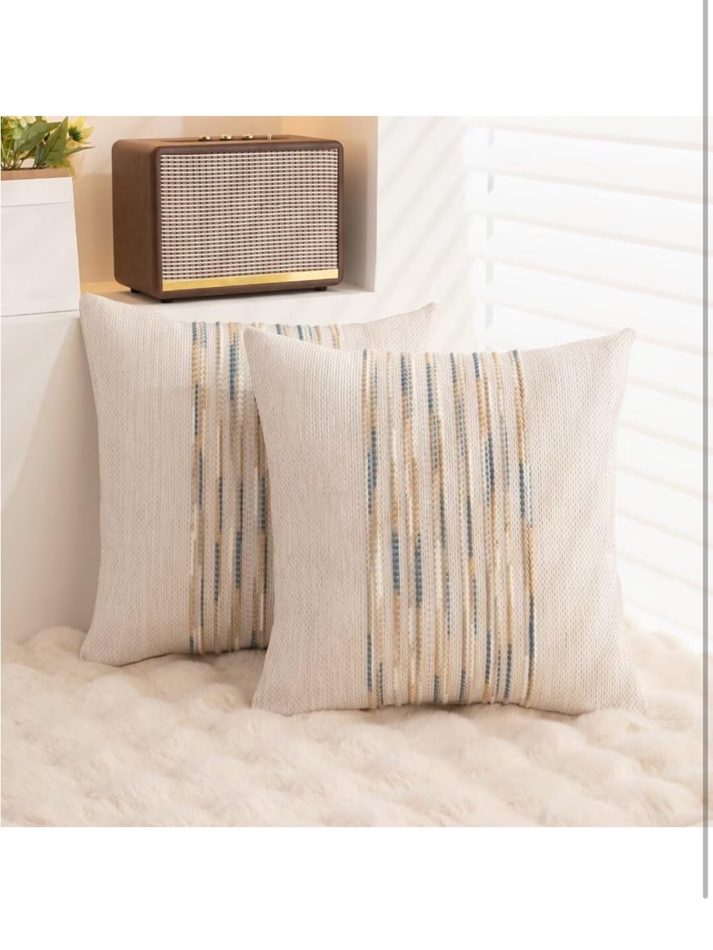 Throw Pillow Covers 18x18 Set of 2 Farmhouse Decorative Cushion Case - Picture 2 of 5